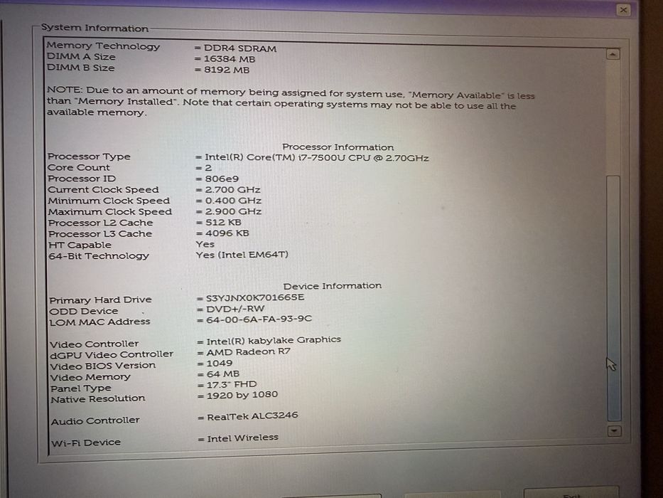 Laptop Dell Inspiron I7