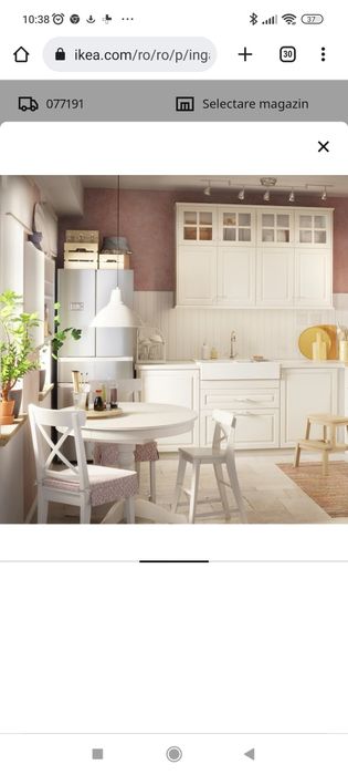 Masa extensibila Ikea Ingatorp, rotunda, alba, eleganta, din lemn