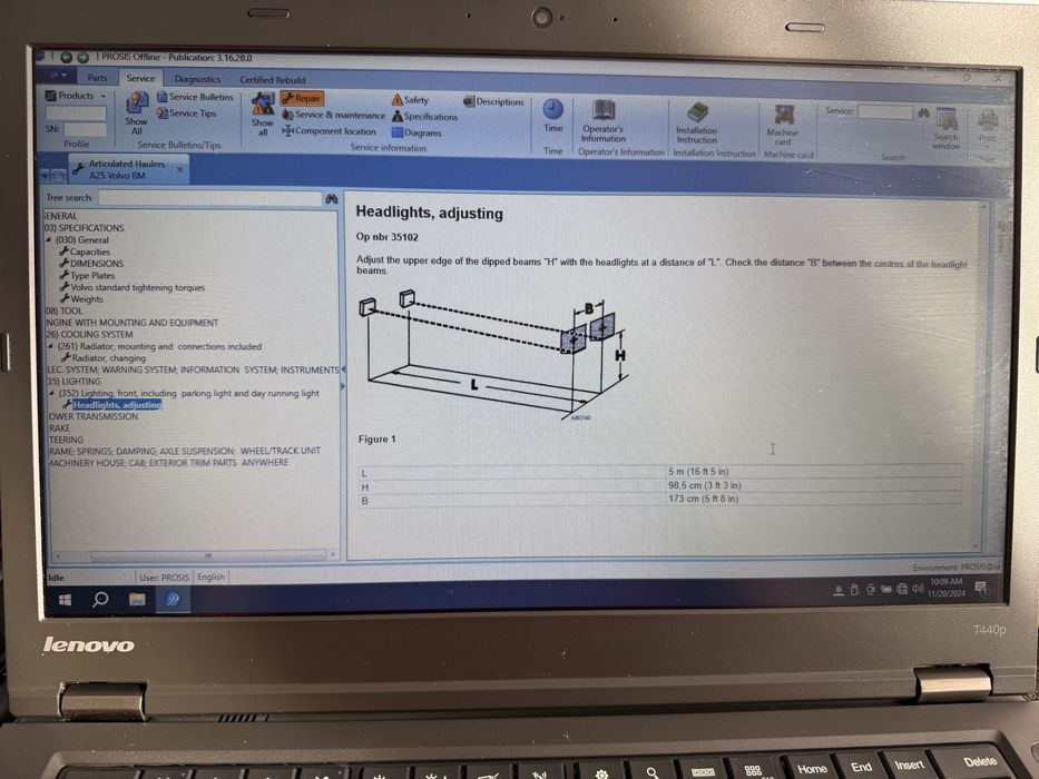 Tester/Diagnoza dedicata Volvo PTT 2.8.202 Romana 2020+Prosis utilaje 2025+impact 2021 instalate in laptop Lenovo L490+Vocom 1