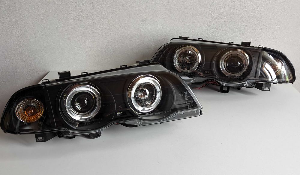 Фарове БМВ Е46 ЛЕД Черни Тунинг Angle eyes LED BMW E46 Седан 98-01'