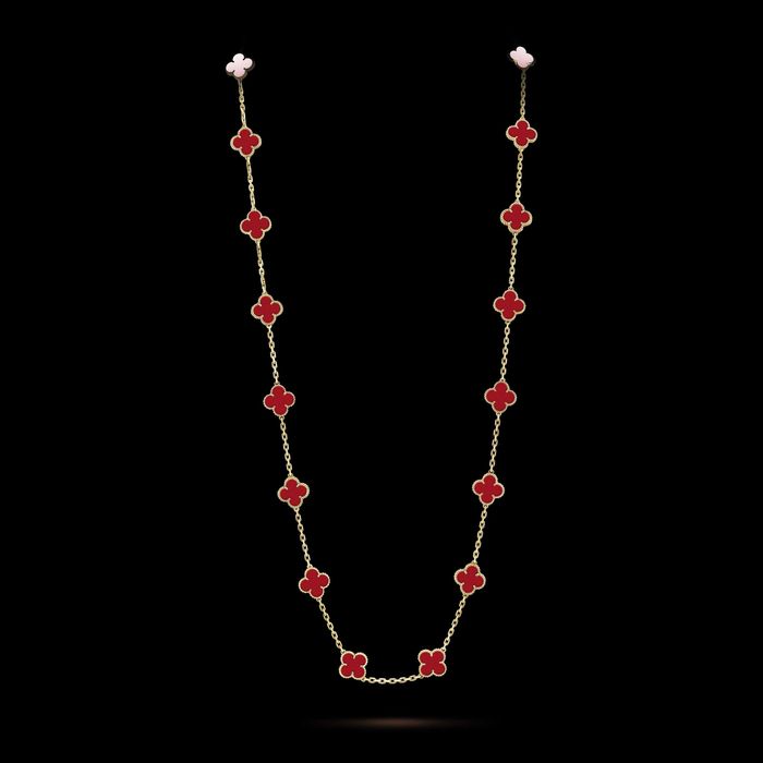Van Cleef & Arpels VCA Silver Red Alhambra 20 Motifs Дамско Колие