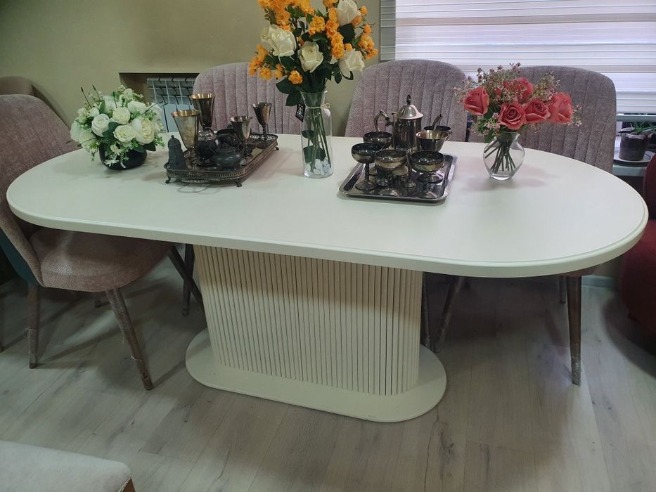 Столы на реечных тумбах (раскладные и цельные)