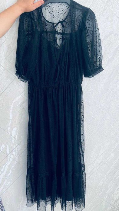 Зара черная длинная платье