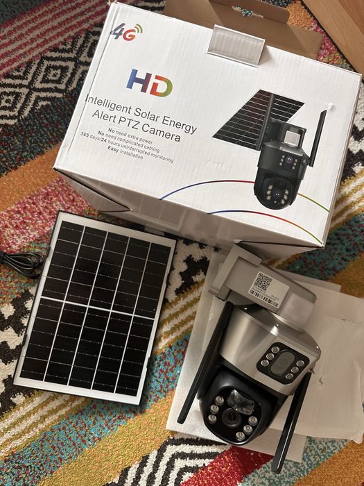 Camera supraveghere 4G cu panou solar si card SIM aplicatie mobil