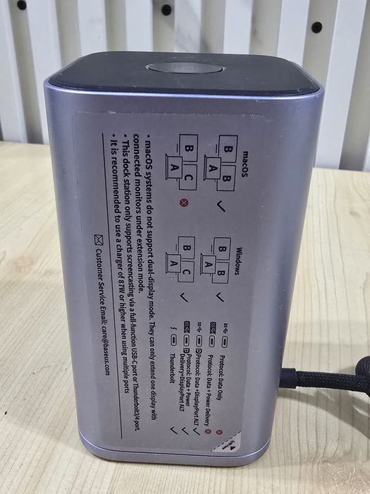 Докинг станция Baseus, 100 W, USB-C, сива
