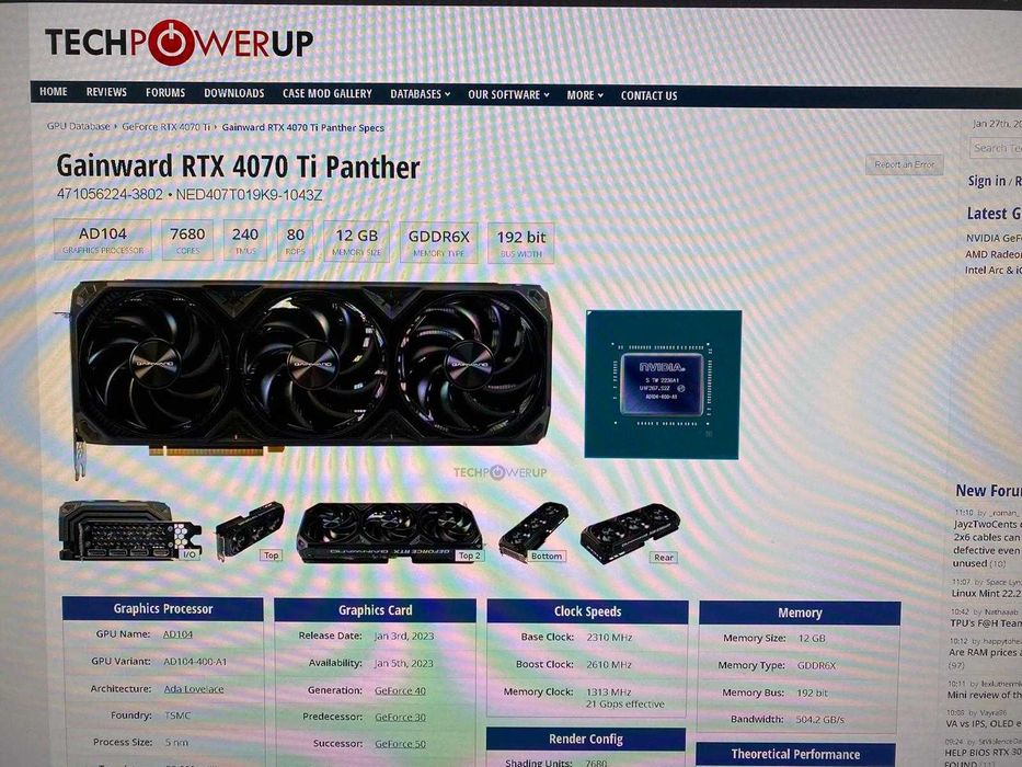 Placa video Gaming Gainward RTX 4070 Ti Panther 12GB