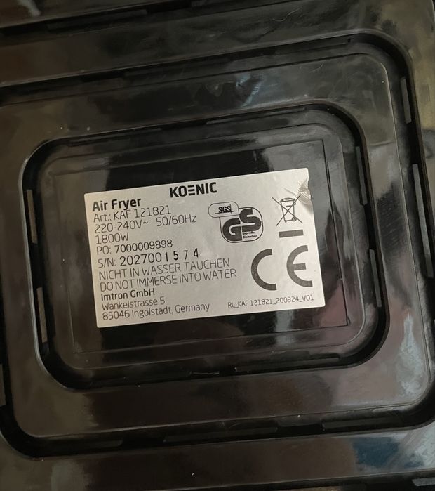 Air Fryer Koenic Еър фраиер