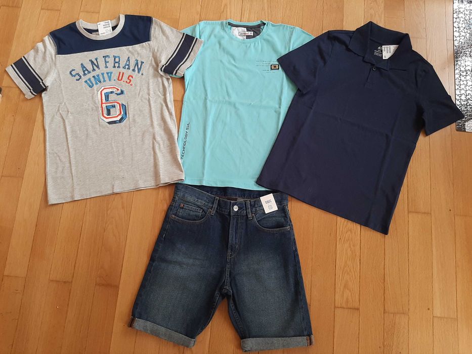 НОВ къс панталон H&M, нови блузки H&M и яке Kipsta за 12г. момче.