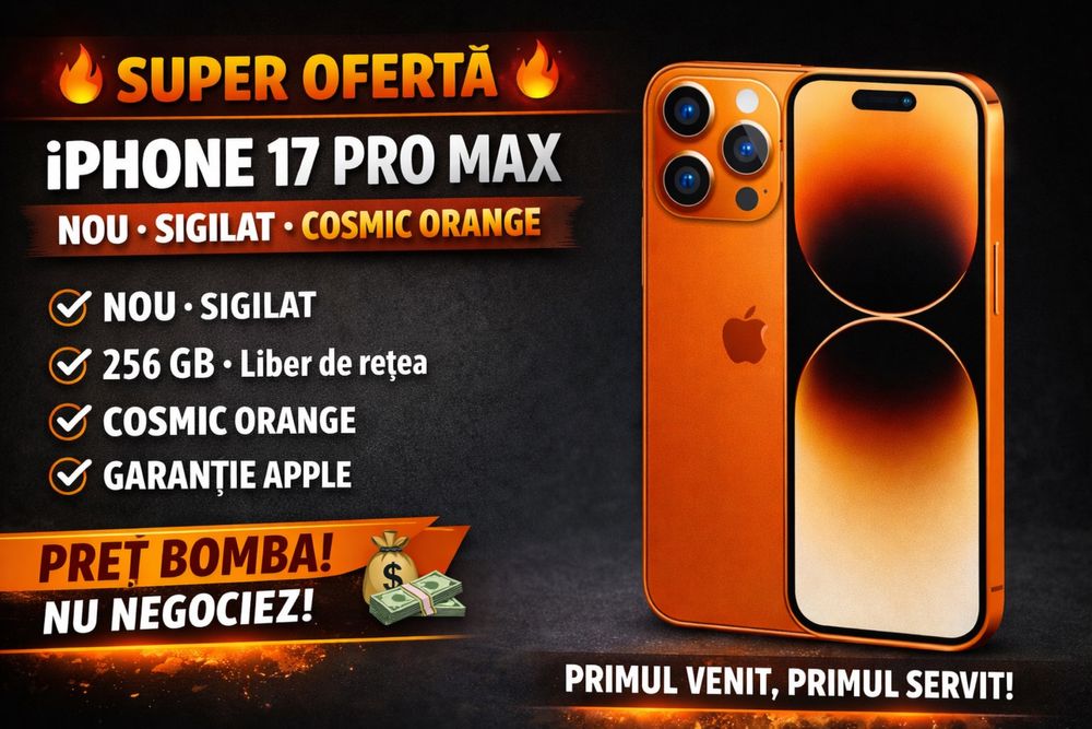 Iphone 17 pro max Cosmic orange Nou sigilat 256 gb