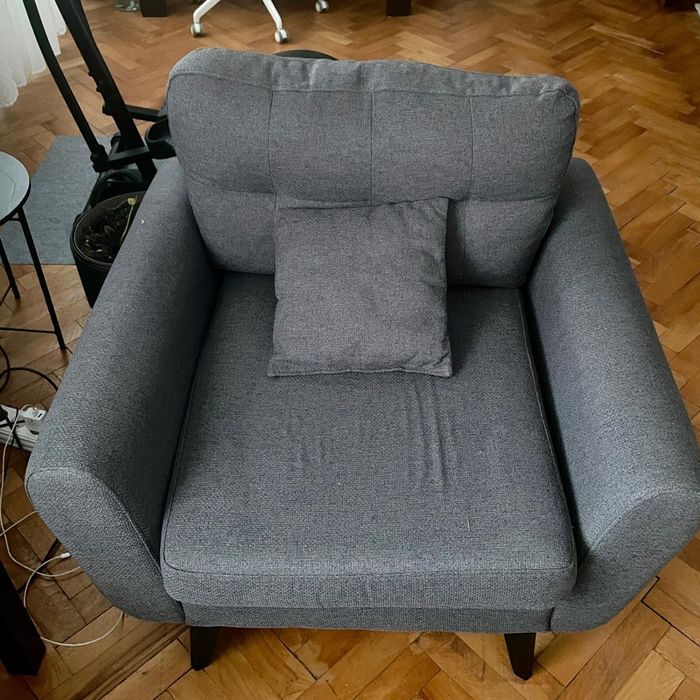 Fotoliu Modern Gri Antracit + Taburet Inclus