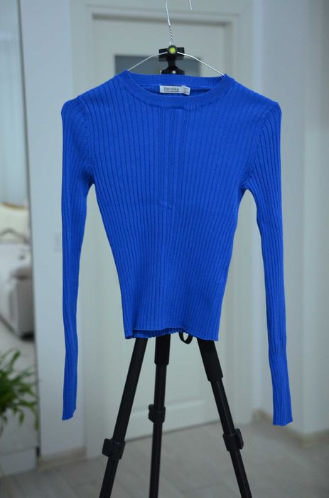 Pulover Bershka, Albastru Royal, croi mulat, S