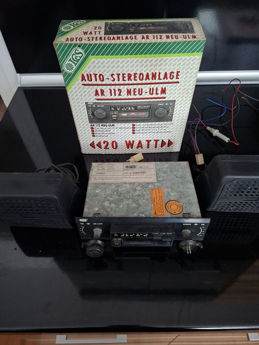 Комплект авто радиокасетофон ICS, две тонколонки и външна авто антена