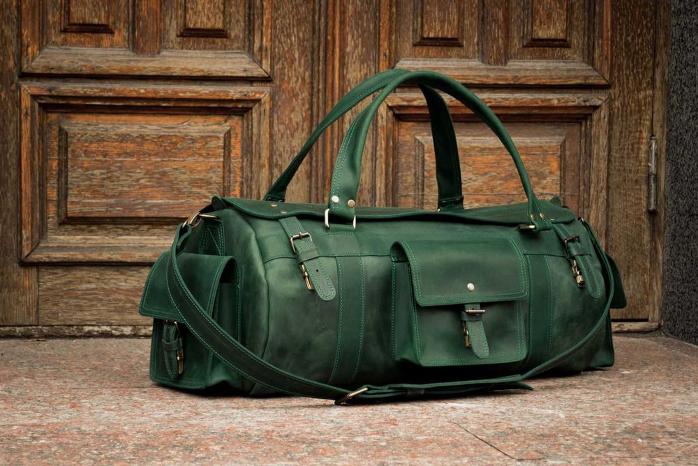 Geantă de călătorie din piele naturală. Travel bag. Handmade Leather Weekender