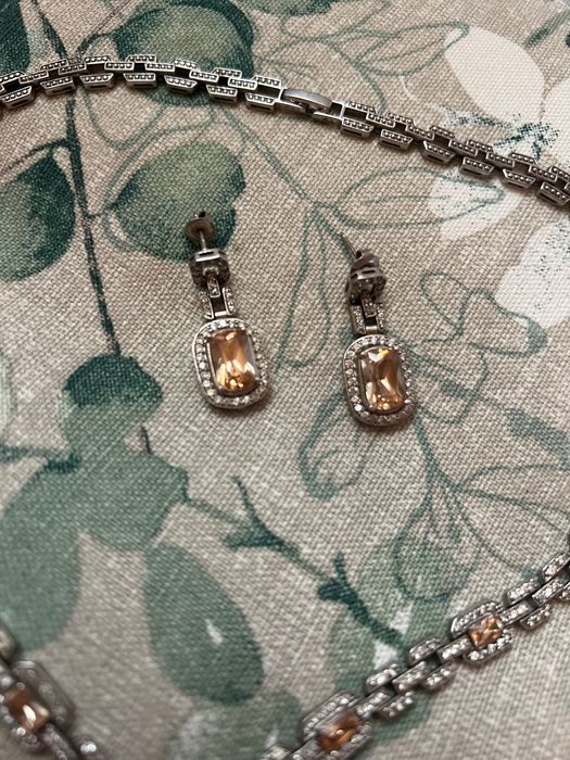 Сребърен комплект колие и обеци 54 грама