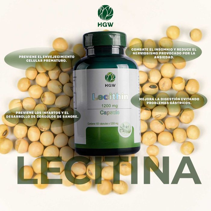 Lecitina Premium 1200 mg 100 capsule Forte Softgel Soia Imbunatateste Inteligenta Memoria Previne Dementa Senila Regenerare Piele Creier Ficat