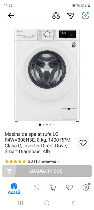 Mașina spălat LG F4WV308N3E nouă!