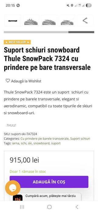 Suport skiuri Thule original