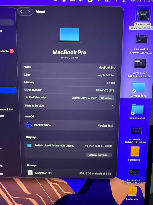 MacBook Pro 16” M5 / 64GB RAM / 2TB SSD