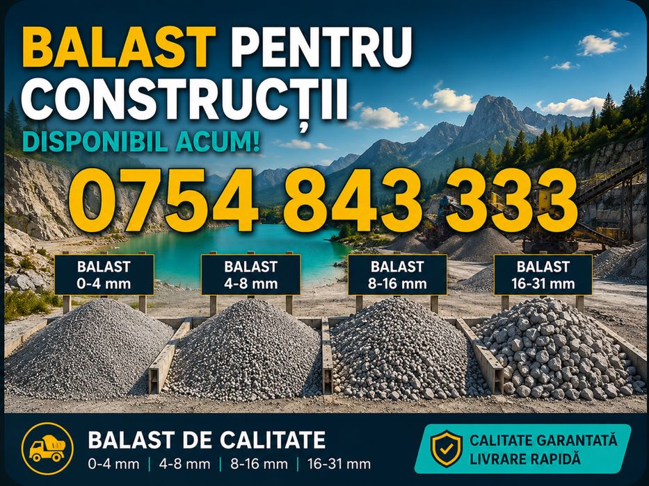 Balast iasi, balastru, sort cu nisip, sort 8-16 cu nisip, sort 4-8 cu nisip