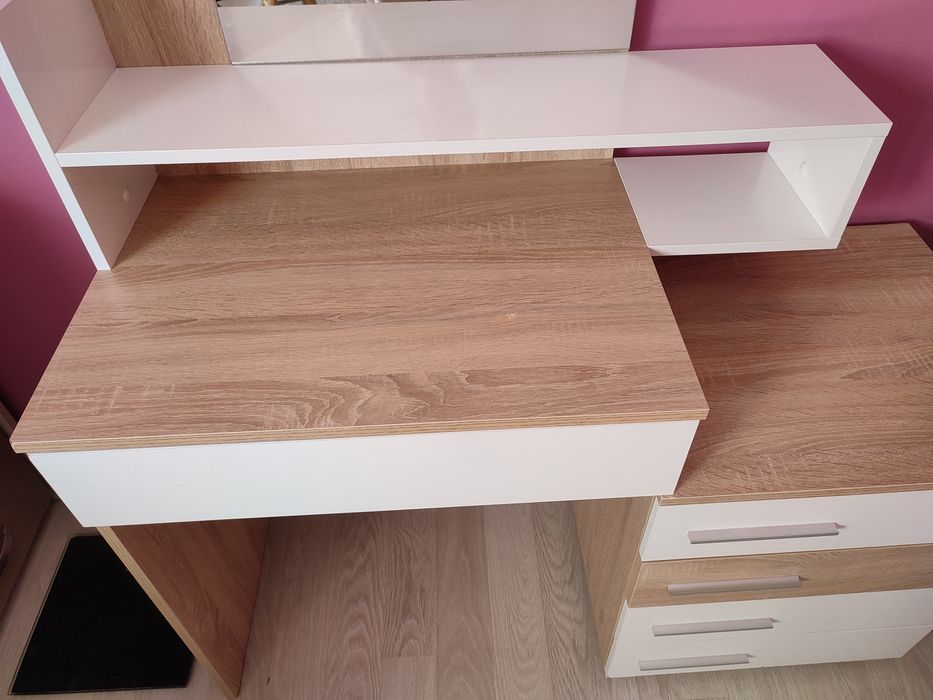 Тоалетка, дъб сонома+бял гланц