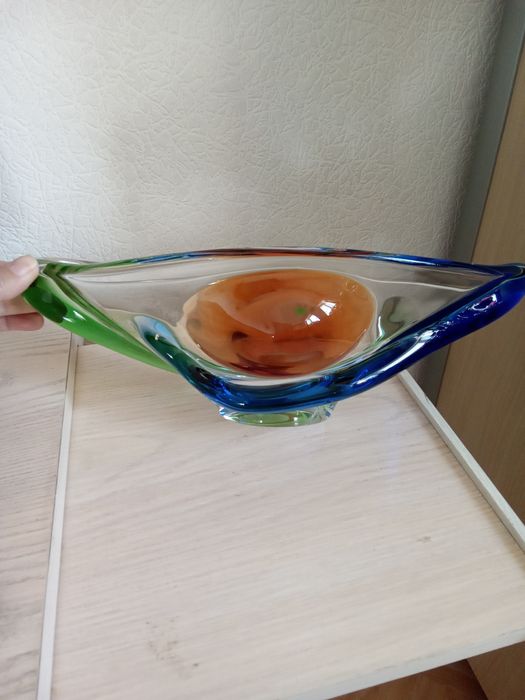 Ваза Лодья Богемия Чехия 70е годы Винтвж