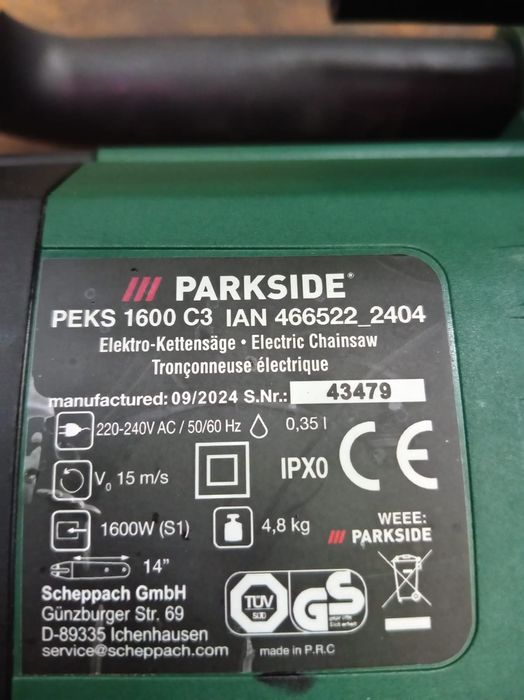 Drujbă electrică Parkside PEKS 1600 C3 1600W – 14" – utilizată