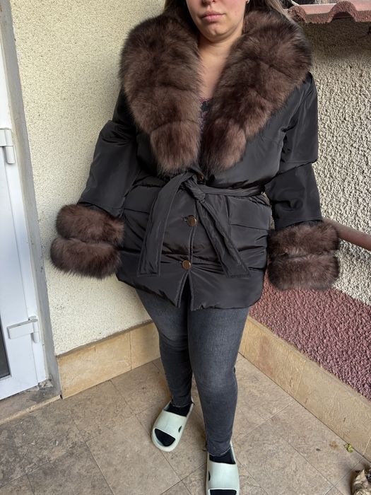 Geaca de fas NOUA cu blana de vulpe