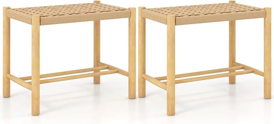 2 бр. Кухненски трапезарен комплект 18" с плетена седалка от хартиено