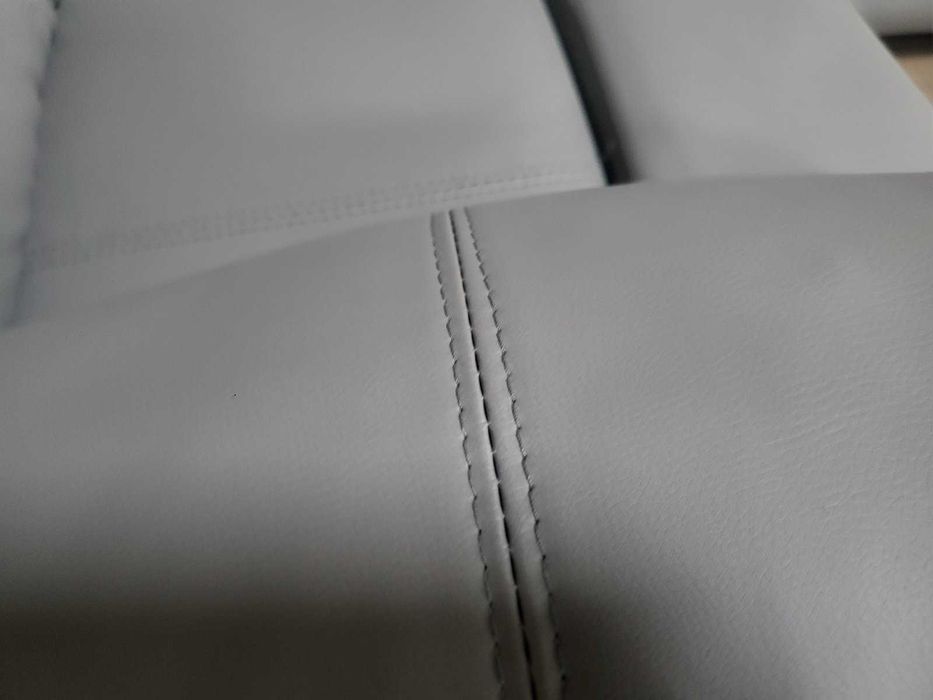 Сив кожен ъглов диван с релаксиращ механизъм от изкуствена кожа