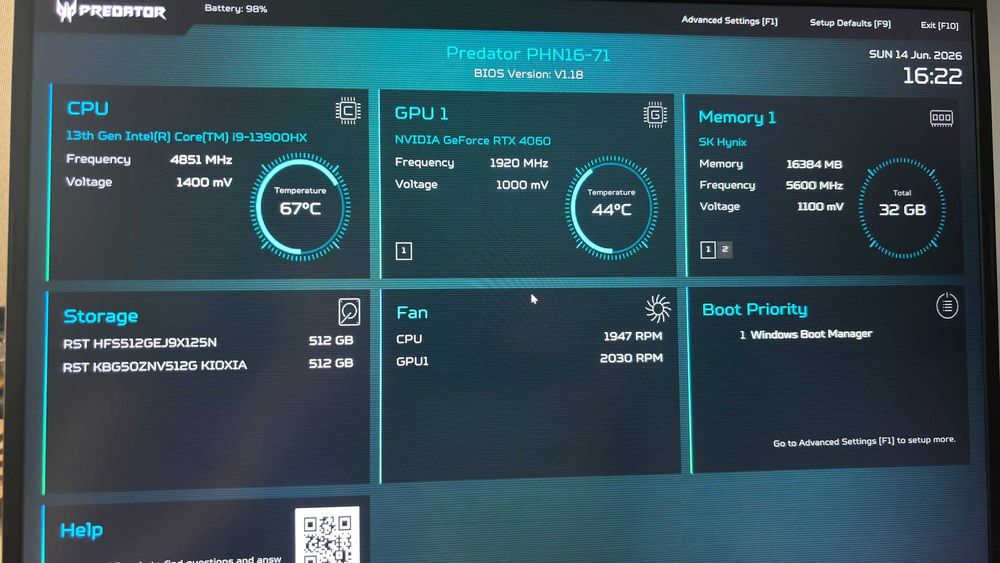 Игровой ноутбук Acer Predator Helios Neo 16 (PHN16-71)