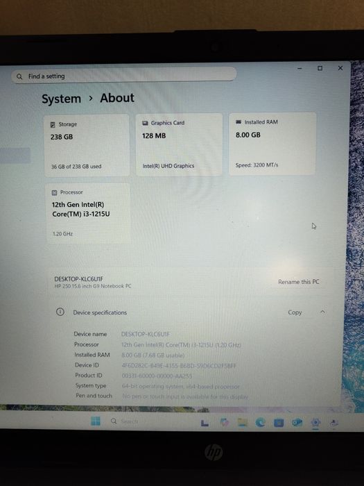 Hp 250 G9 Amanet BKG