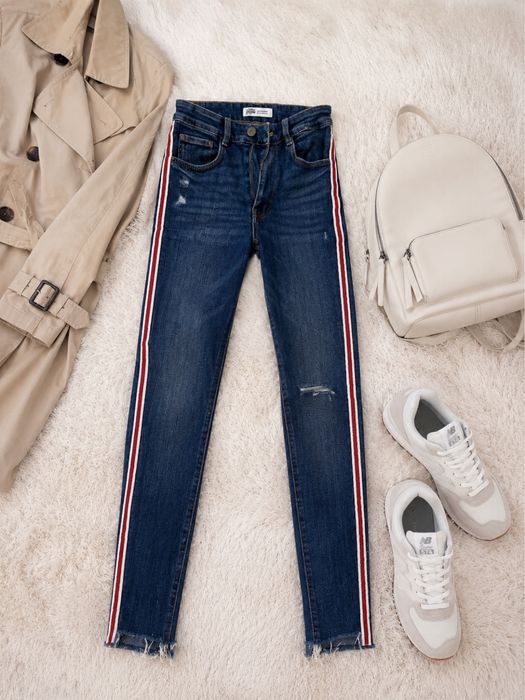 Дънки ZARA XS висока талия, еластични
