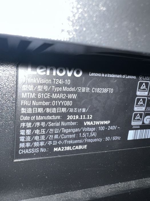 Монитор Lenovo ThinkVision T24i-10 FHD IPS