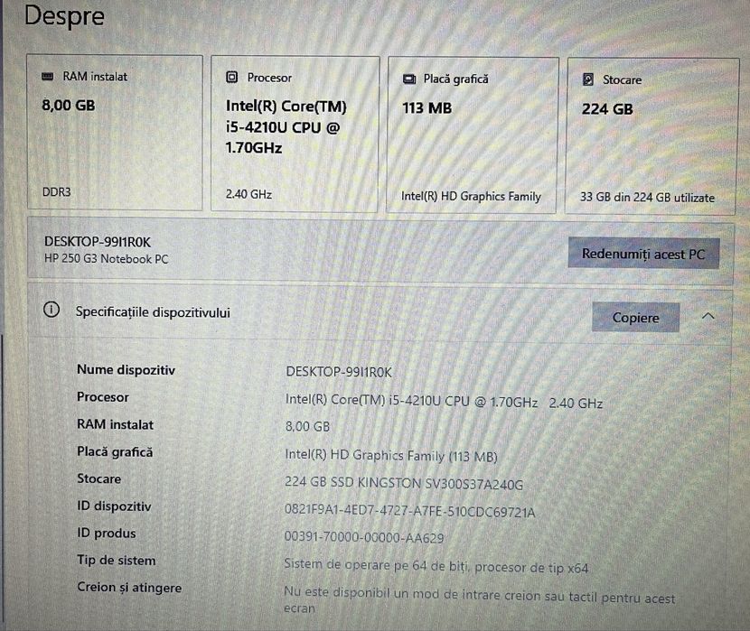 Laptop HP i5, ssd, 8 gb ram