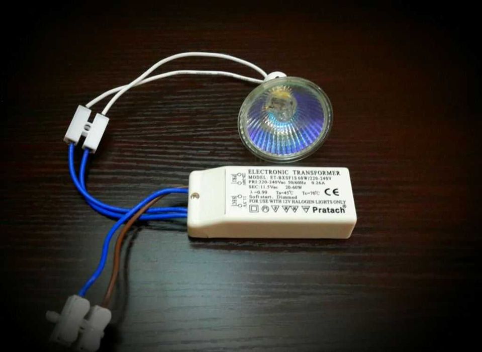 Лампы Галогенные 12V 50 W+ преобразователь  220 V-12 V. 20-70 ватт