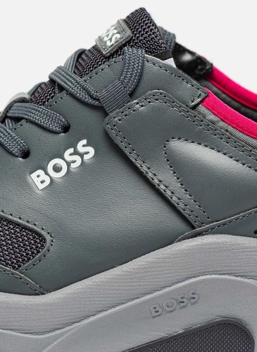 Мъжки кожени спортни обувки Boss Asher с мрежести детайли