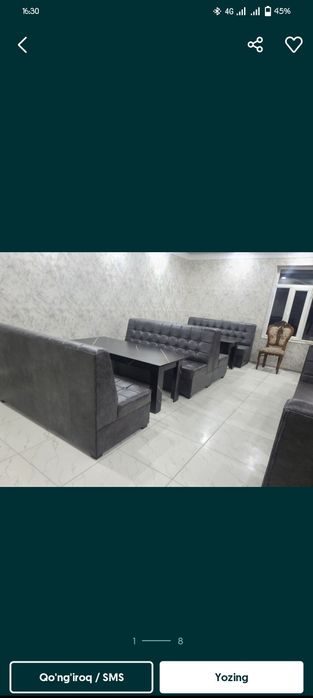 Yumshoq mebellar kafe va barlar uchun.