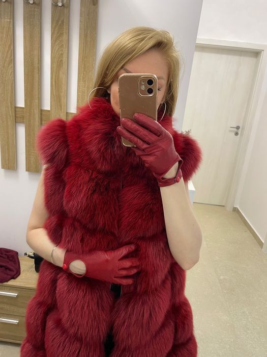 vestă de blană de vulpe arctică