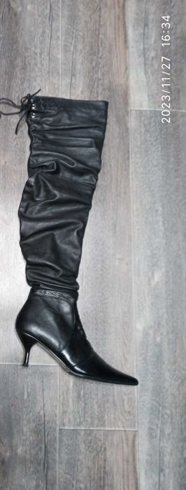 Сапоги ботфорты кожаные