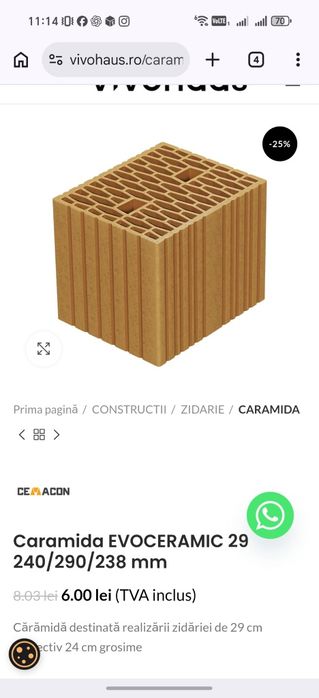 Caramida 29 pret de la 5.4  ron buc