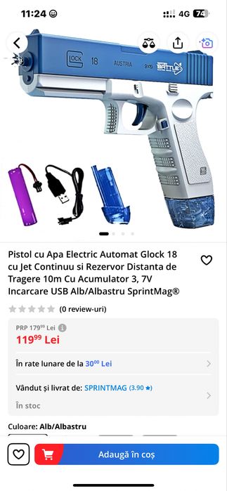 Pistol cu apa electric cu baterie