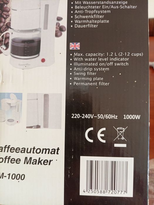 Cafetiera Support Plus, capacitate 1,2 l