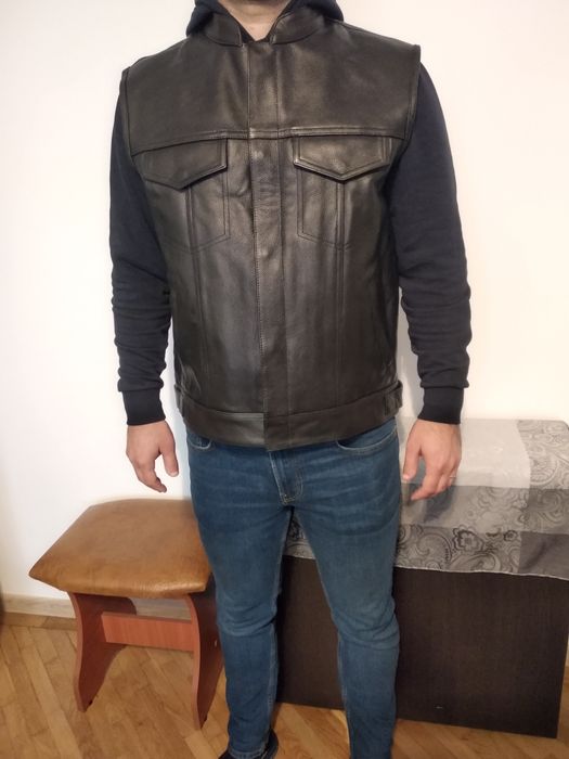 Vesta moto din piele naturala SM mărime S, M, L, XL, 2XL și 3XL noua!!