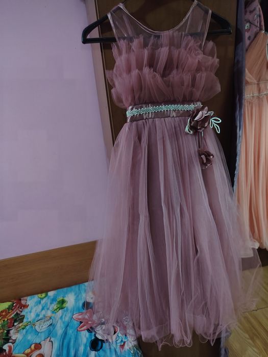 Официална Рокля пепел от рози за принцеса от 7до 9 г.