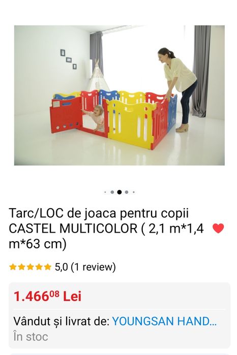 Dwinguler Tarc/Loc de joaca pentru copii Castel Multicolor ( 2,1 m*1,4