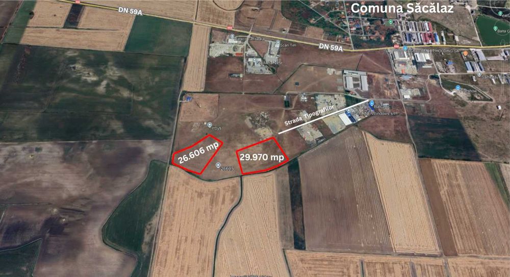 Teren intravilan de vânzare – Comuna Săcălaz, jud. Timiș