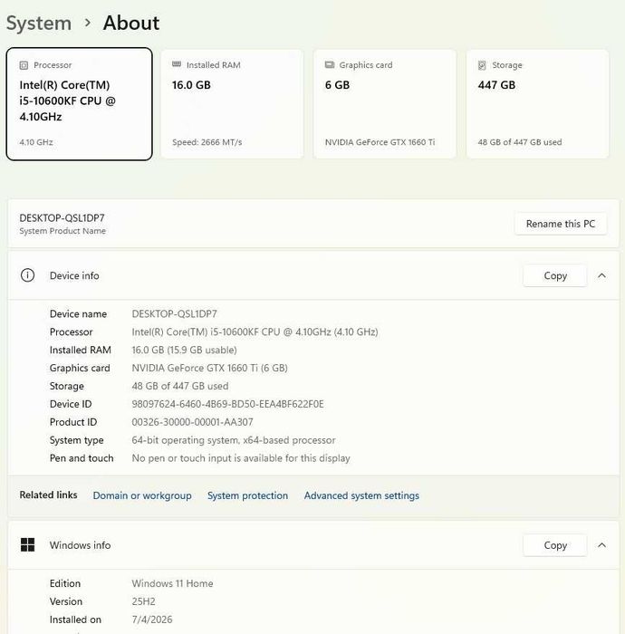 Pc Gaming i5 10600KF 16gbRam Gtx 1660TI Ssd 480gb