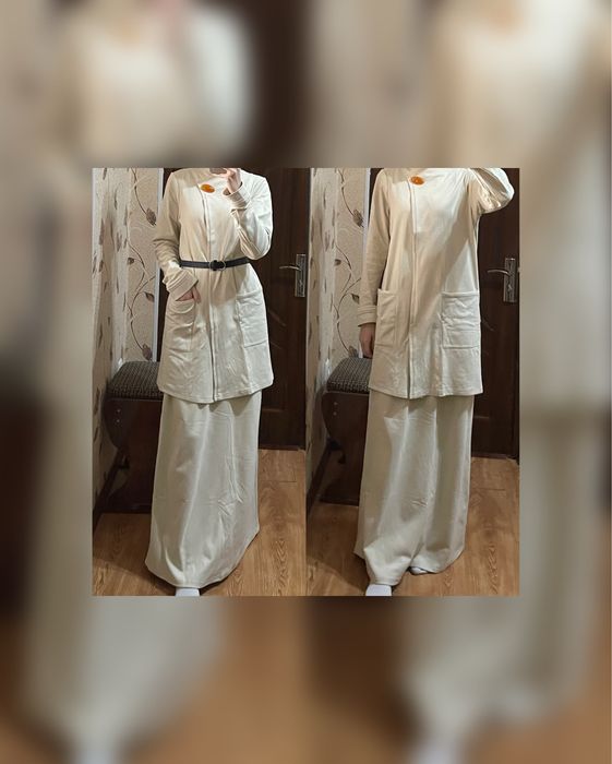 Женский костюм-двойка, юбка и кардиган