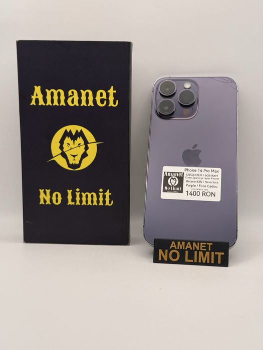 iPhone 14 Pro Max 128GB Capac fisurat Baterie 83%, AMANET NO LIMIT.