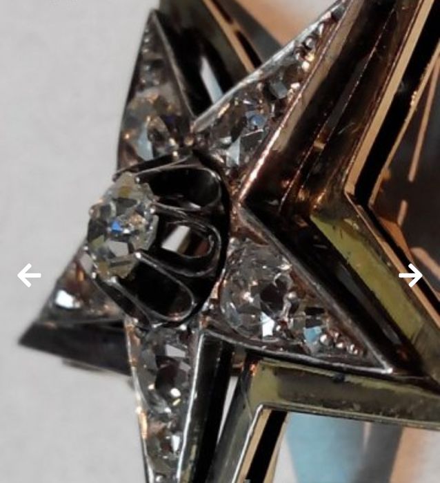 Старинна златна брошка,висулка с диаманти